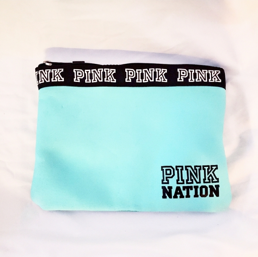 Victoria's Secret Pink Nation Mint Green Zip Bag